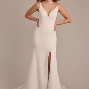 Appliquéd Crepe Mermaid Wedding ceremony Robe | David’s Bridal