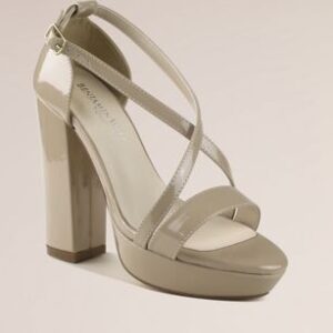 Block Heel Platform Sandals with Crisscross Straps | David’s Bridal