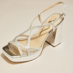 Crisscross Platform Heels with Metallic Mesh | David’s Bridal