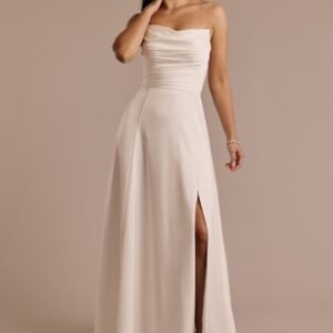 David’s Bridal A-Line Marriage ceremony Gown with Matte Satin Sculpted Bodice