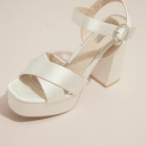 David’s Bridal Satin Platform Heeled Sandals