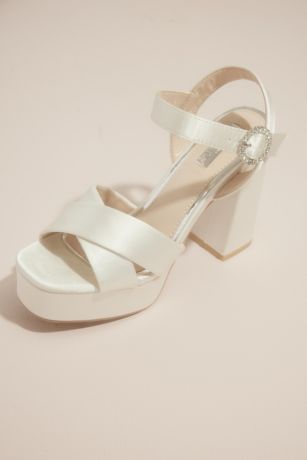 David’s Bridal Satin Platform Heeled Sandals