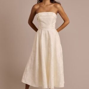 Floral Jacquard Tea-Size Costume With out Straps | David’s Bridal