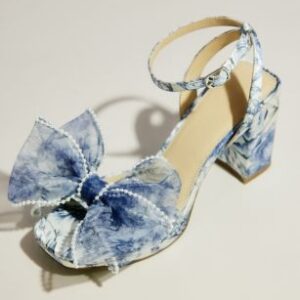 Floral Print Platform Block Heels with Bow | David’s Bridal