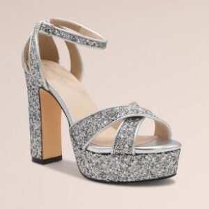 Glitter Platform Heels with Crisscross Straps | David’s Bridal