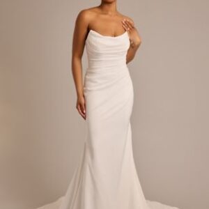 Strapless Satin Mermaid Marriage ceremony Robe with Draped Design | David’s Bridal